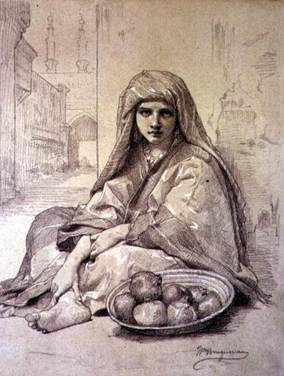Algerian Girl Selling Pomegranates by William Adolphe Bouguereau